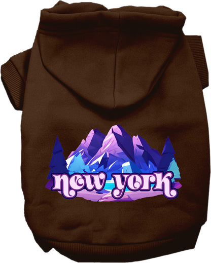 Pet Dog & Cat Screen Printed Hoodie for Small to Medium Pets (Sizes XS-XL), "New York Alpine Pawscape"