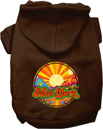 Pet Dog & Cat Screen Printed Hoodie for Small to Medium Pets (Sizes XS-XL), "New York Mellow Mountain"