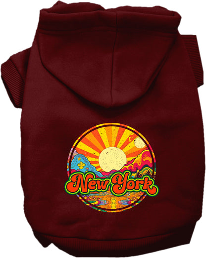 Pet Dog & Cat Screen Printed Hoodie for Small to Medium Pets (Sizes XS-XL), "New York Mellow Mountain"