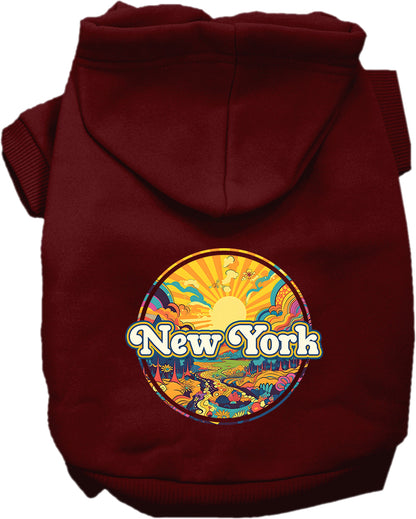 Pet Dog & Cat Screen Printed Hoodie for Small to Medium Pets (Sizes XS-XL), "New York Trippy Peaks"