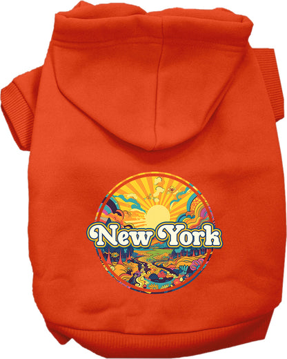 Pet Dog & Cat Screen Printed Hoodie for Small to Medium Pets (Sizes XS-XL), "New York Trippy Peaks"