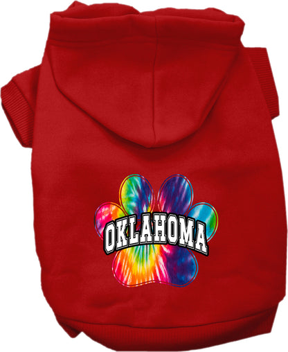 Pet Dog & Cat Screen Printed Hoodie for Small to Medium Pets (Sizes XS-XL), "Oklahoma Bright Tie Dye"