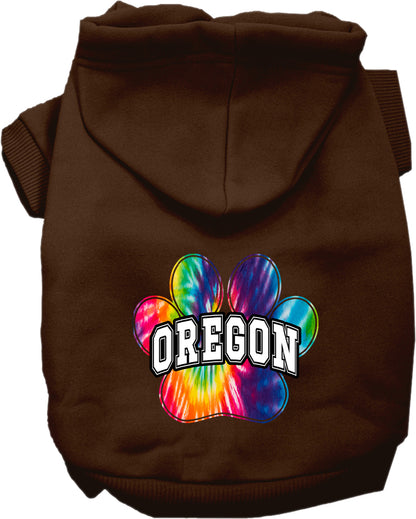 Pet Dog & Cat Screen Printed Hoodie for Small to Medium Pets (Sizes XS-XL), "Oregon Bright Tie Dye"