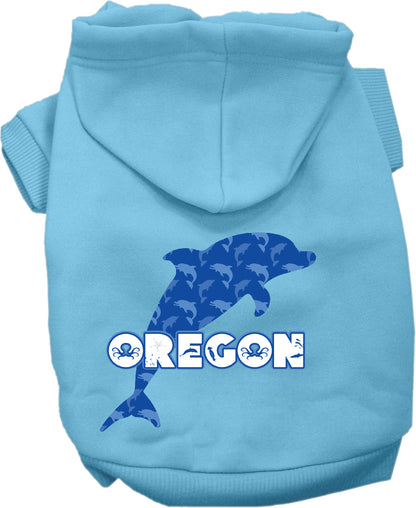 Pet Dog & Cat Screen Printed Hoodie for Small to Medium Pets (Sizes XS-XL), "Oregon Blue Dolphins"