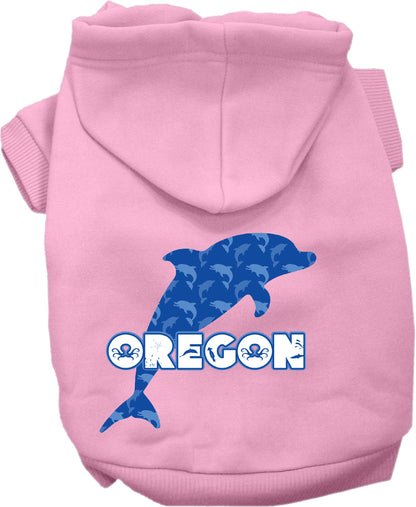 Pet Dog & Cat Screen Printed Hoodie for Small to Medium Pets (Sizes XS-XL), "Oregon Blue Dolphins"