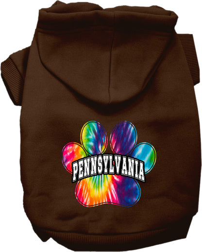 Pet Dog & Cat Screen Printed Hoodie for Small to Medium Pets (Sizes XS-XL), "Pennsylvania Bright Tie Dye"