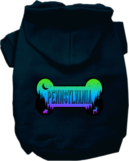 Pet Dog & Cat Screen Printed Hoodie for Small to Medium Pets (Sizes XS-XL), "Pennsylvania Mountain Shades"