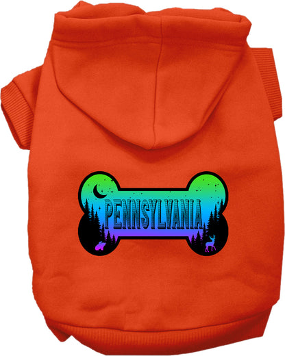 Pet Dog & Cat Screen Printed Hoodie for Small to Medium Pets (Sizes XS-XL), "Pennsylvania Mountain Shades"