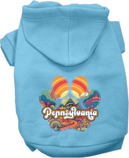 Pet Dog & Cat Screen Printed Hoodie for Small to Medium Pets (Sizes XS-XL), "Pennsylvania Groovy Summit"