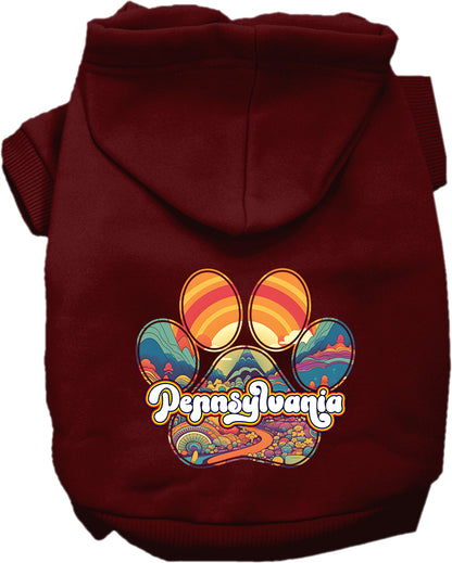 Pet Dog & Cat Screen Printed Hoodie for Small to Medium Pets (Sizes XS-XL), "Pennsylvania Groovy Summit"