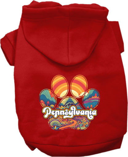 Pet Dog & Cat Screen Printed Hoodie for Small to Medium Pets (Sizes XS-XL), "Pennsylvania Groovy Summit"