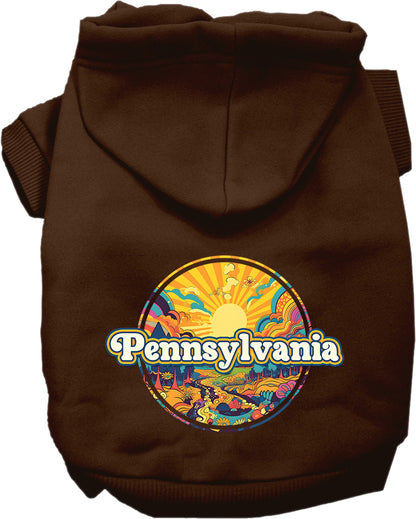 Pet Dog & Cat Screen Printed Hoodie for Small to Medium Pets (Sizes XS-XL), "Pennsylvania Trippy Peaks"