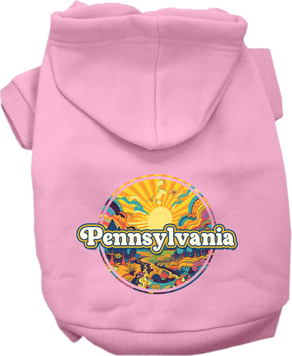 Pet Dog & Cat Screen Printed Hoodie for Small to Medium Pets (Sizes XS-XL), "Pennsylvania Trippy Peaks"