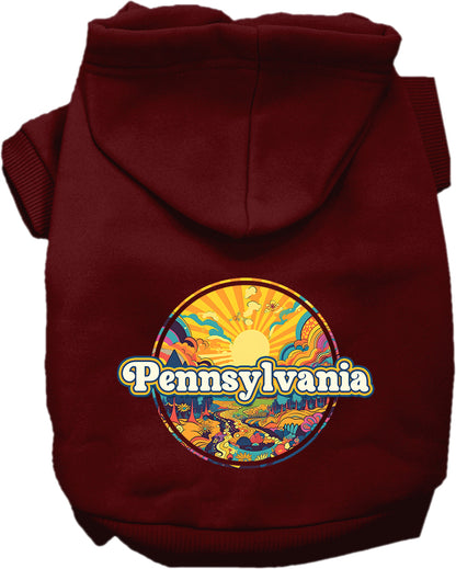 Pet Dog & Cat Screen Printed Hoodie for Small to Medium Pets (Sizes XS-XL), "Pennsylvania Trippy Peaks"