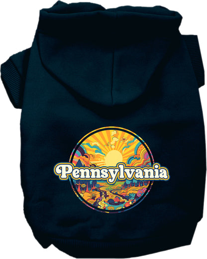 Pet Dog & Cat Screen Printed Hoodie for Small to Medium Pets (Sizes XS-XL), "Pennsylvania Trippy Peaks"