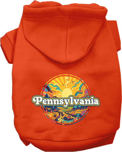 Pet Dog & Cat Screen Printed Hoodie for Small to Medium Pets (Sizes XS-XL), "Pennsylvania Trippy Peaks"