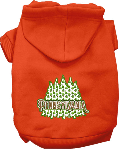 Pet Dog & Cat Screen Printed Hoodie for Small to Medium Pets (Sizes XS-XL), "Pennsylvania Woodland Trees"