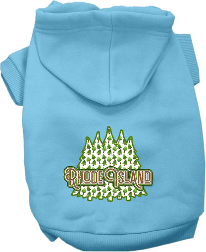 Pet Dog & Cat Screen Printed Hoodie for Small to Medium Pets (Sizes XS-XL), "Rhode Island Woodland Trees"