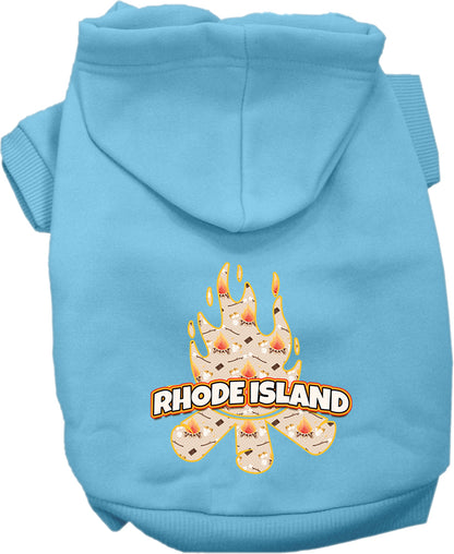 Pet Dog & Cat Screen Printed Hoodie for Small to Medium Pets (Sizes XS-XL), "Rhode Island Around The Campfire"