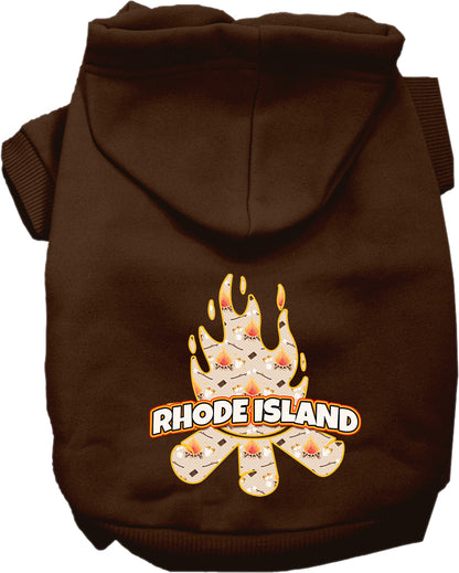 Pet Dog & Cat Screen Printed Hoodie for Small to Medium Pets (Sizes XS-XL), "Rhode Island Around The Campfire"