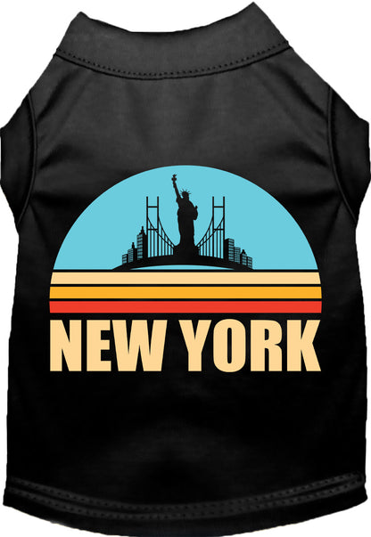 Black pet shirt with 'Retro New York' design