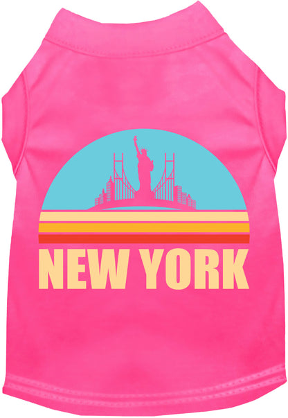 Pink pet shirt with 'Retro New York' design