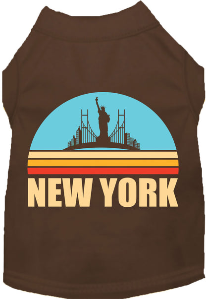 Brown pet shirt with 'Retro New York' design