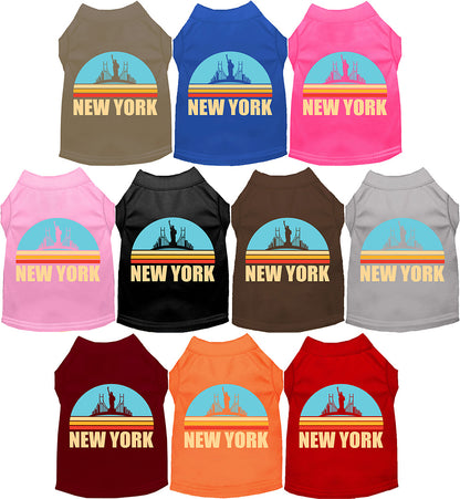 Colorful pet shirts with 'Retro New York' design