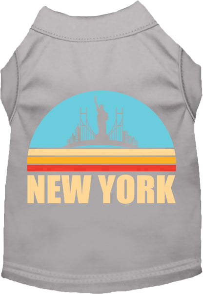 Gray pet shirt with 'Retro New York' design