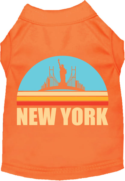 Orange pet shirt with 'Retro New York' design