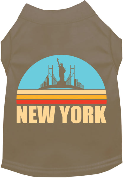 Brown pet shirt with 'Retro New York' design