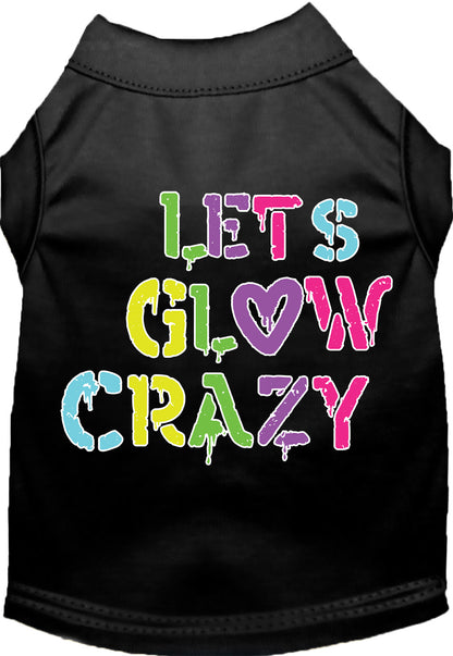 Fun Retro Neon Cat or Dog Shirt for Pets "Lets Glow Crazy"