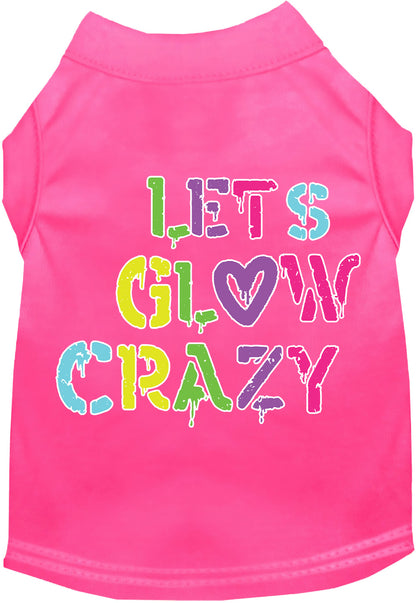 Fun Retro Neon Cat or Dog Shirt for Pets "Lets Glow Crazy"