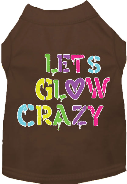 Fun Retro Neon Cat or Dog Shirt for Pets "Lets Glow Crazy"