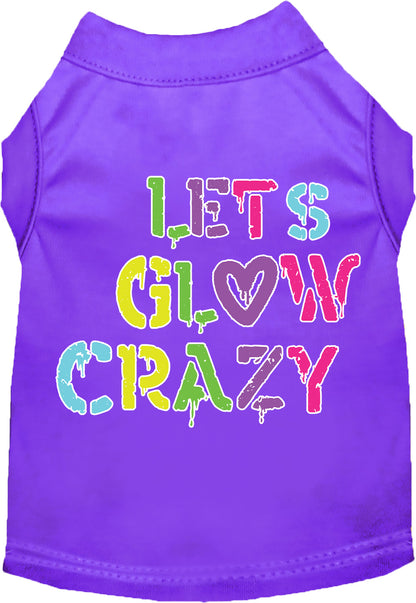 Fun Retro Neon Cat or Dog Shirt for Pets "Lets Glow Crazy"