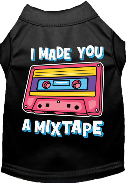 Black pet shirt with retro mixtape design