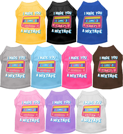 Colorful retro pet shirts with mixtape design