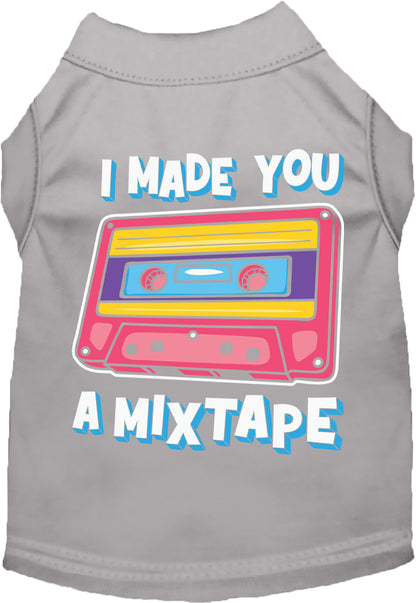 Gray pet shirt with retro mixtape design