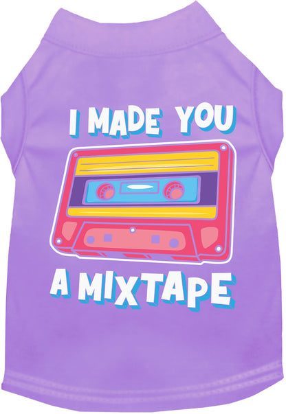 Purple pet shirt with retro mixtape design