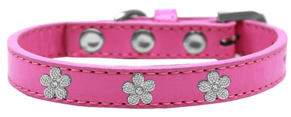 Collar de moda con widget para perros, cachorros y mascotas, "Flor plateada"