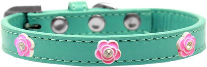 Collar de moda con widget para perros, cachorros y mascotas, "Rosas rosadas brillantes"