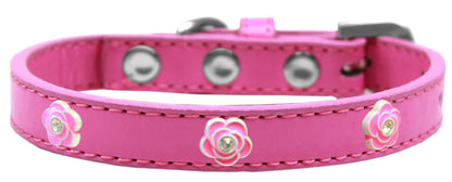 Collar de moda con widget para perros, cachorros y mascotas, "Rosas rosadas brillantes"