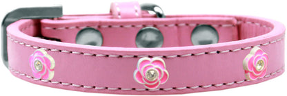 Collar de moda con widget para perros, cachorros y mascotas, "Rosas rosadas brillantes"