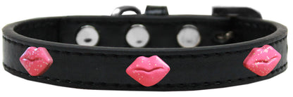 Collar de moda con widget para perros, cachorros y mascotas, "Labios con purpurina rosa"