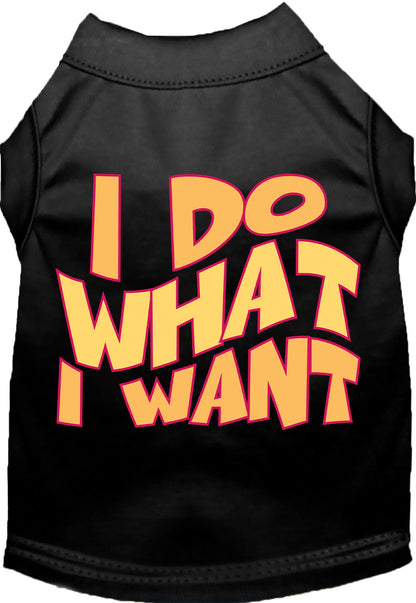 Black pet shirt with 'I Do What I Want' text