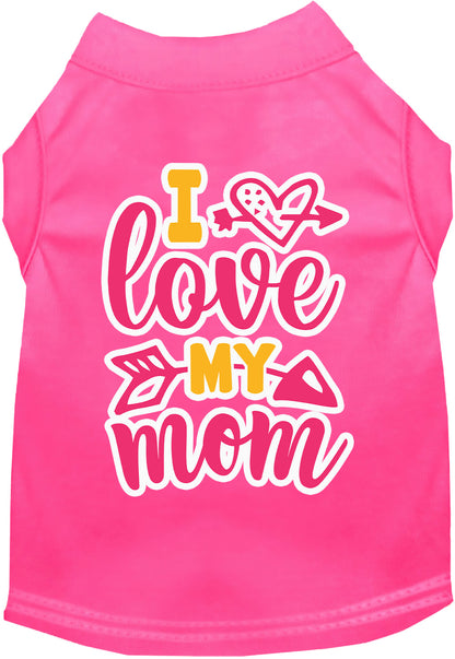 Adorable Cat or Dog Shirt for Pets "Pink I Love My Mom"