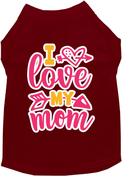 Adorable Cat or Dog Shirt for Pets "Pink I Love My Mom"