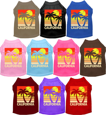 Vintage style pet shirts with California retro palms design