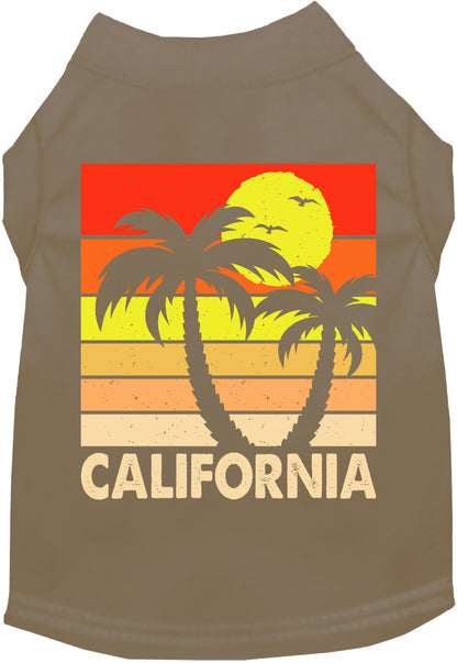 Olive pet shirt with California retro palms design