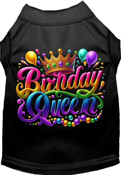 Black pet shirt with 'Birthday Queen' design